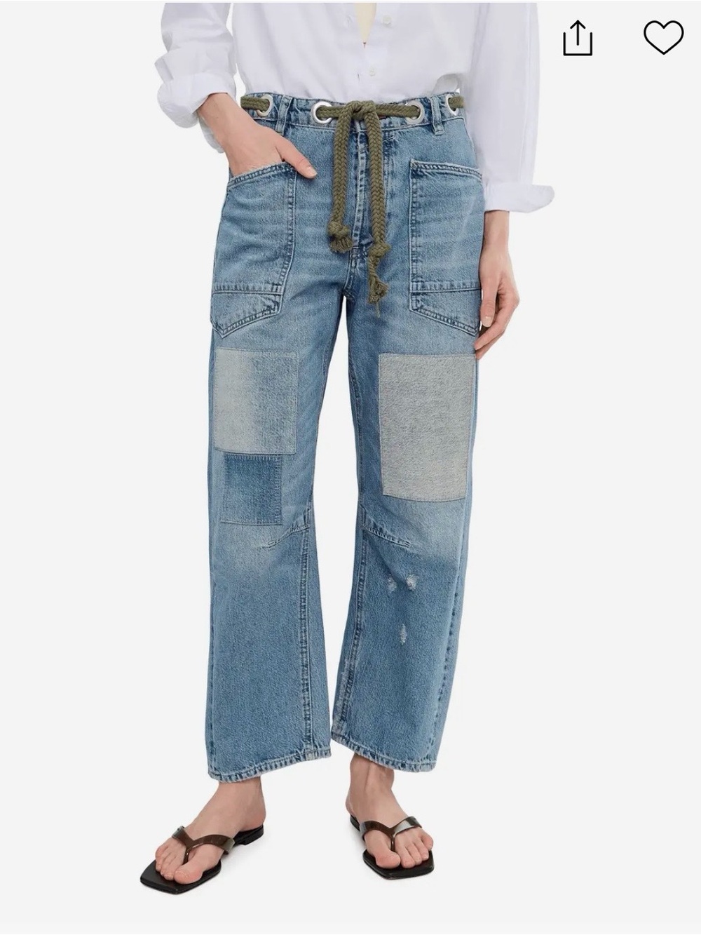 We The Free Light Blue Patchwork Barrel Jeans